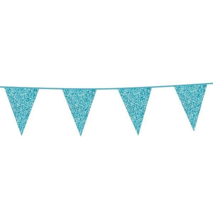 Lichtblauwe Vlaggenlijn Glitter 6m van WeFiesta koop je bij Partywinkel