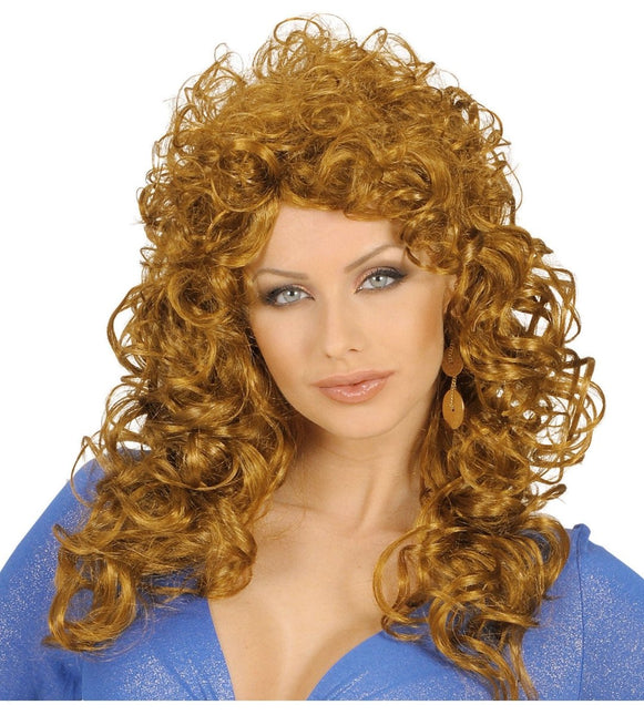 Lichtbruine Pruik Halflang Haar Krullen van Widmann koop je bij Partywinkel