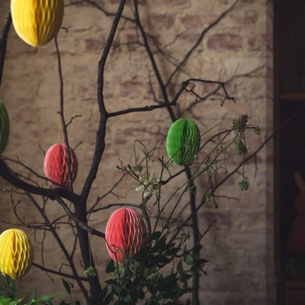 Lichtgroene Honeycomb Paasei 12cm van Partydeco koop je bij Partywinkel