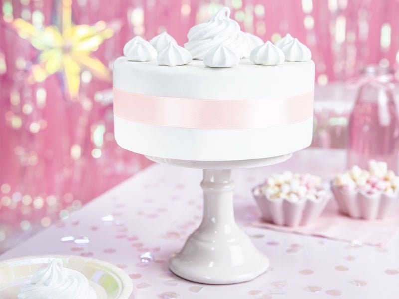 Lichtroze Satijn Lint 25mm 25m van Partydeco koop je bij Partywinkel