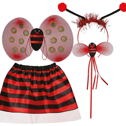 Lieveheersbeestje Accessoireset Zwart Rood Meisje - Partywinkel - 8434077270738