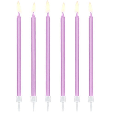 Lila Kaarsen 14cm 12st van Partydeco koop je bij Partywinkel