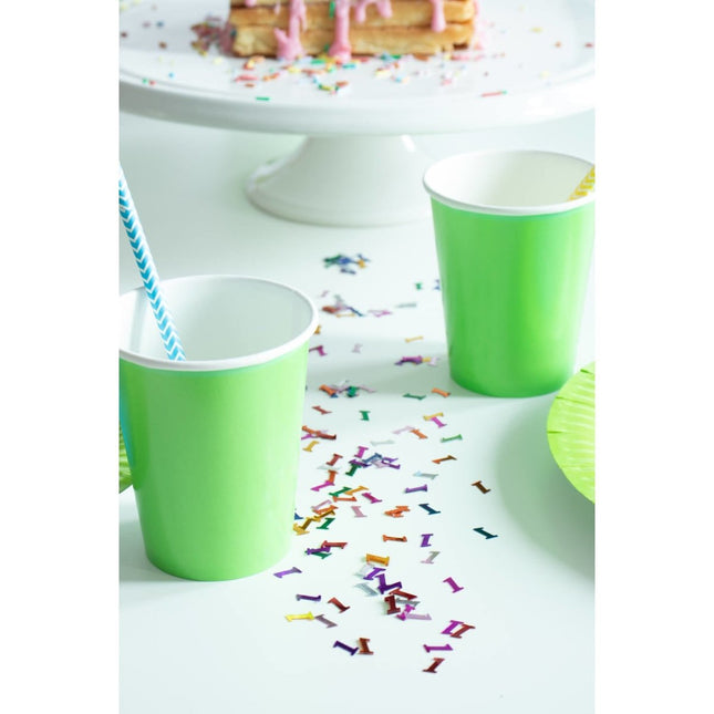 Lime Groene Bekers Karton 350ml 8st van Folat koop je bij Partywinkel