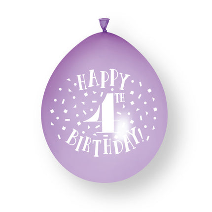 10 piezas Globos de látex Feliz 4º Cumpleaños 23cm