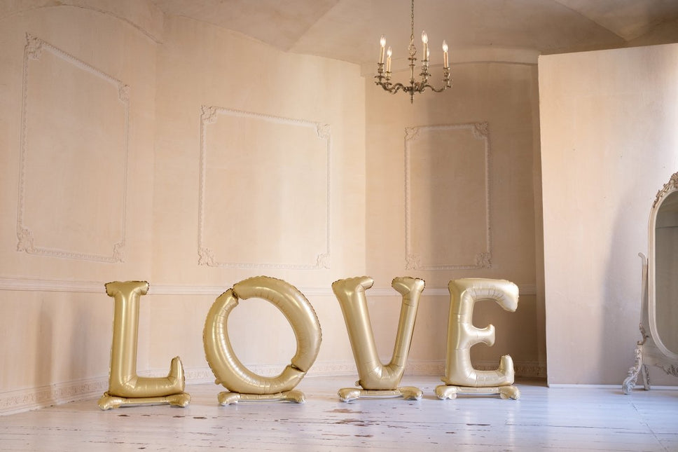Love Ballonnen Set Goud Leeg 3,5m van Partydeco koop je bij Partywinkel