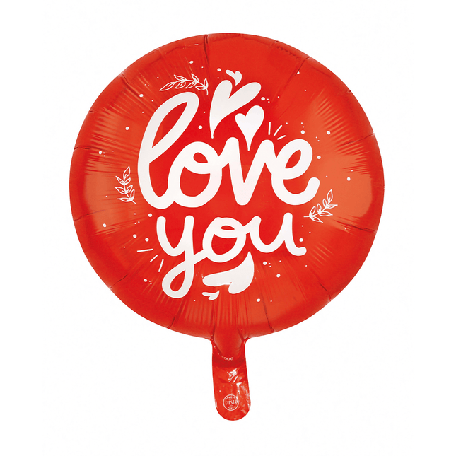 Love You Helium Ballon Rood Leeg 45cm van WeFiesta koop je bij Partywinkel