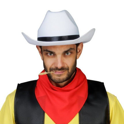 Sombrero de vaquero Lucky Luke blanco, talla única
