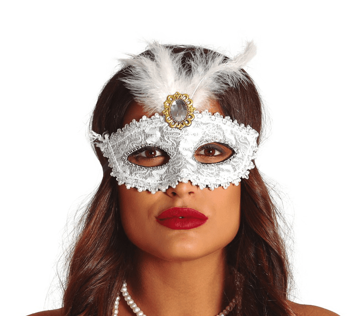 Masker Veren Wit van Fiestas Guirca koop je bij Partywinkel