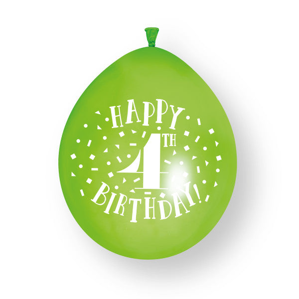 10 piezas Globos de látex Feliz 4º Cumpleaños 23cm
