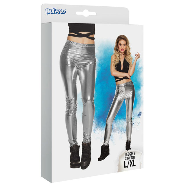 Metallic Zilveren Legging L - XL van Boland koop je bij Partywinkel