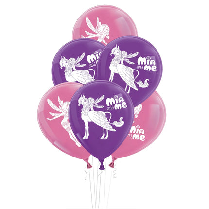 Globos Mia And Me morados y rosas, 25 cm, 10 unidades