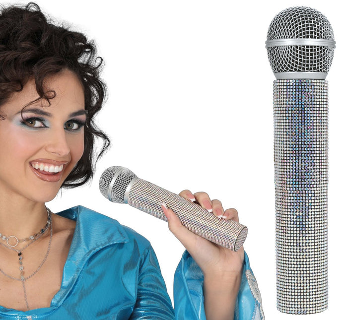 Microphone with glitter 21 cm van Fiestas Guirca koop je bij Partywinkel
