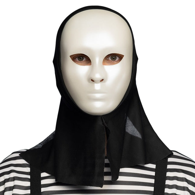 Mime Masker Wit Met Kap van Boland koop je bij Partywinkel