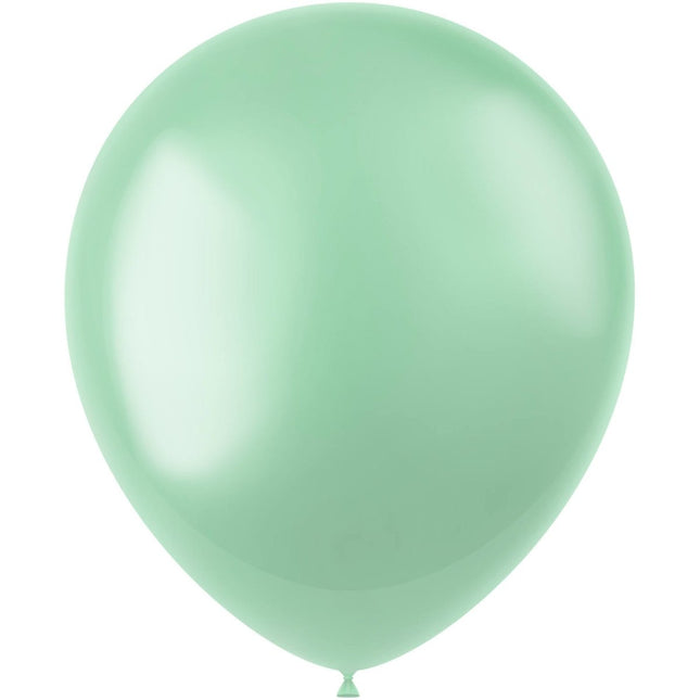 Mintgroene Ballonnen Metallic Minty Green 33cm 50st van Folat koop je bij Partywinkel