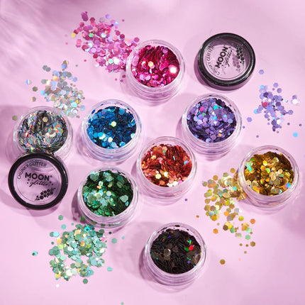 Moon Glitter Holographic Chunky Glitter Gold 3g van Moon Creations koop je bij Partywinkel