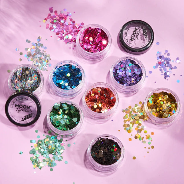 Moon Glitter Holographic Chunky Glitter Gold 3g van Moon Creations koop je bij Partywinkel