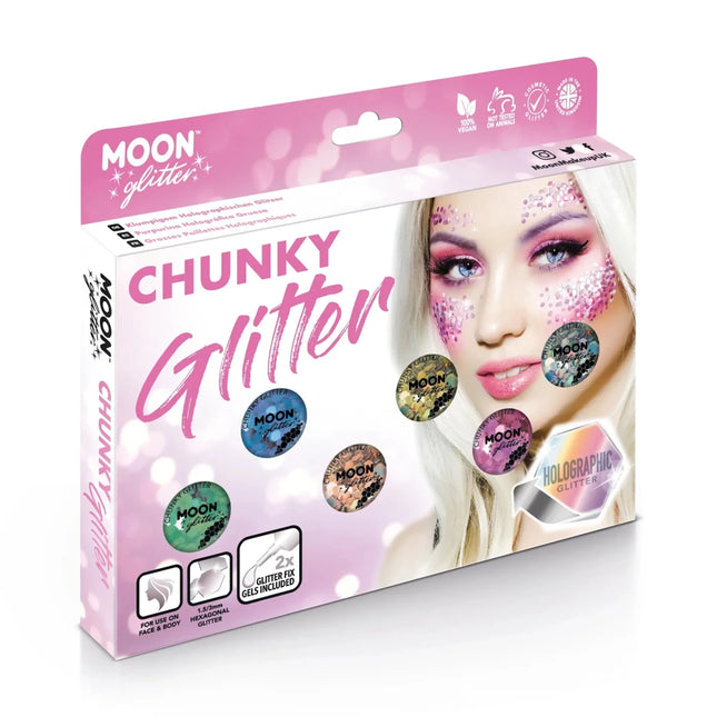 Moon Glitter Holographic Chunky Glitter Rose Gold 3g van Moon Creations koop je bij Partywinkel