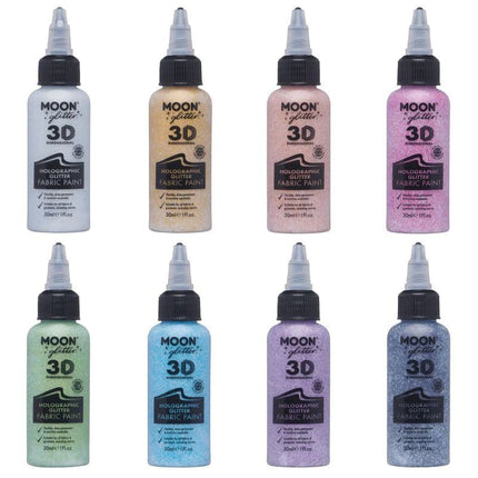 Moon Glitter Holographic Glitter Fabric Paint Black 30ml van Moon Creations koop je bij Partywinkel
