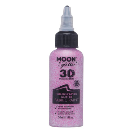 Moon Glitter Holographic Glitter Fabric Paint Pink 30ml van Moon Creations koop je bij Partywinkel