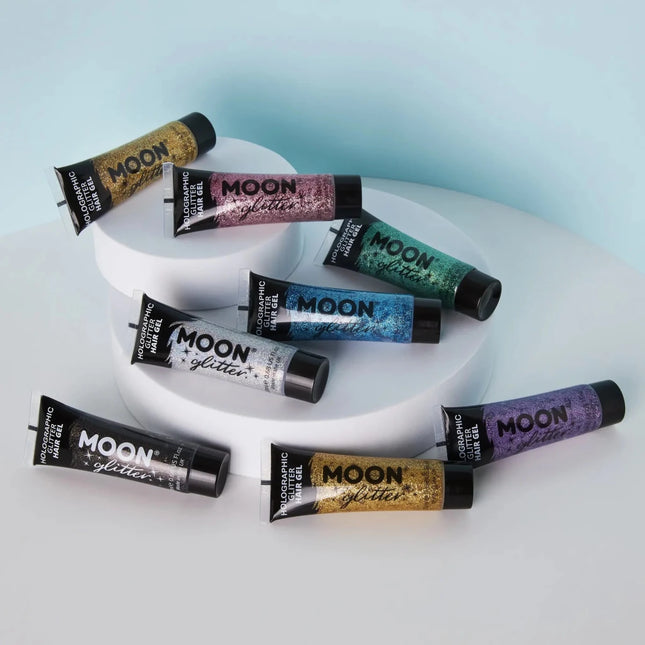 Moon Glitter Holographic Glitter Hair Gel Black 20ml van Moon Creations koop je bij Partywinkel