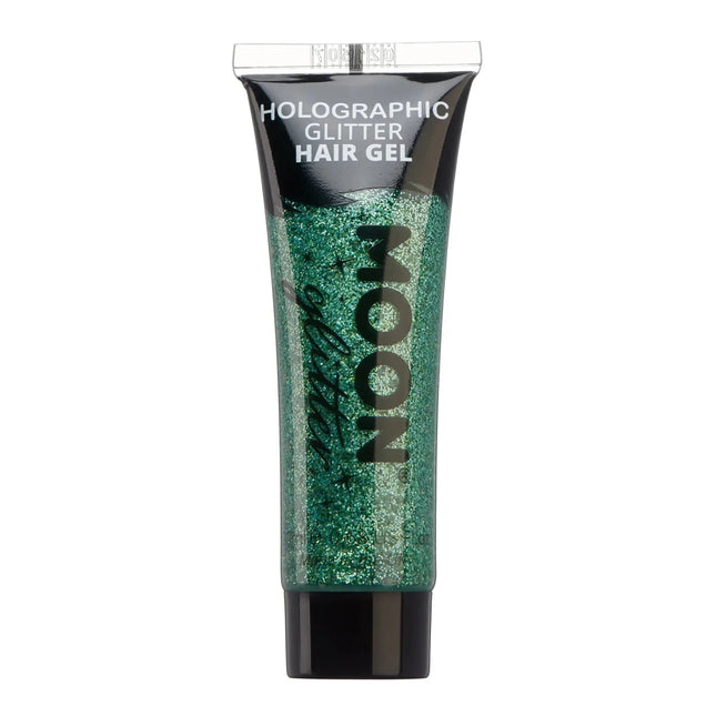 Moon Glitter Holographic Glitter Hair Gel Green 20ml van Moon Creations koop je bij Partywinkel