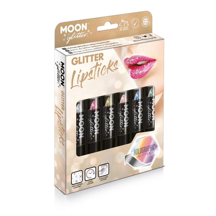 Moon Glitter Holographic Glitter Lipstick Blue 4.2g van Moon Creations koop je bij Partywinkel