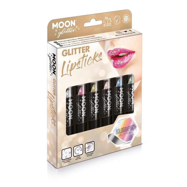Moon Glitter Holographic Glitter Lipstick Red 4.2g van Moon Creations koop je bij Partywinkel