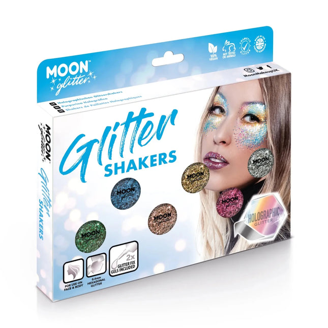 Moon Glitter Holographic Glitter Shakers Blue 5g van Moon Creations koop je bij Partywinkel