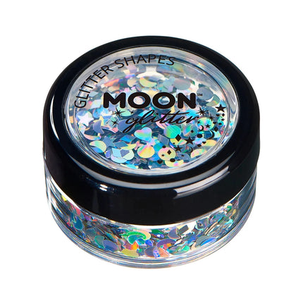 Moon Glitter Holographic Glitter Shapes Silver 3g van Moon Creations koop je bij Partywinkel