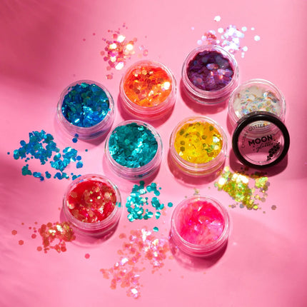 Moon Glitter Iridescent Chunky Glitter Pink 3g van Moon Creations koop je bij Partywinkel