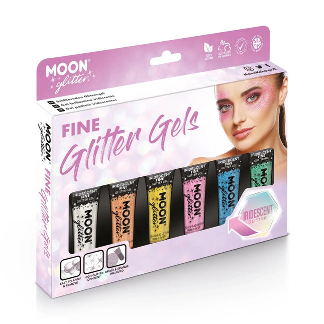 Moon Glitter Iridescent Fine Glitter Gel Yellow 12ml van Moon Creations koop je bij Partywinkel