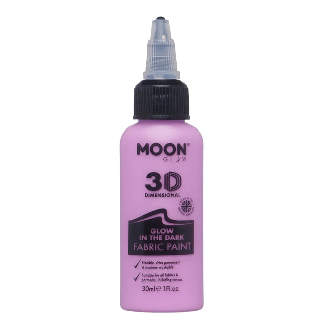 Moon Glow Glow in the Dark Fabric Paint Purple 30ml van Moon Creations koop je bij Partywinkel