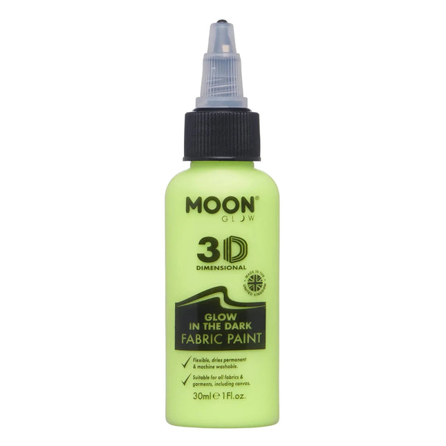 Moon Glow Glow in the Dark Fabric Paint Yellow 30ml van Moon Creations koop je bij Partywinkel