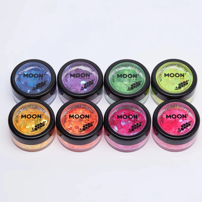Moon Glow Neon UV Chunky Glitter Blue 3g van Moon Creations koop je bij Partywinkel