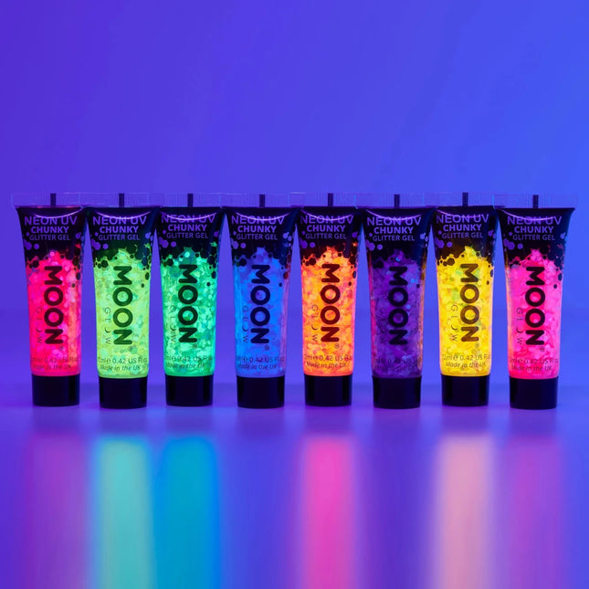 Moon Glow Neon UV Chunky Glitter Gel Golden Yellow 12ml van Moon Creations koop je bij Partywinkel