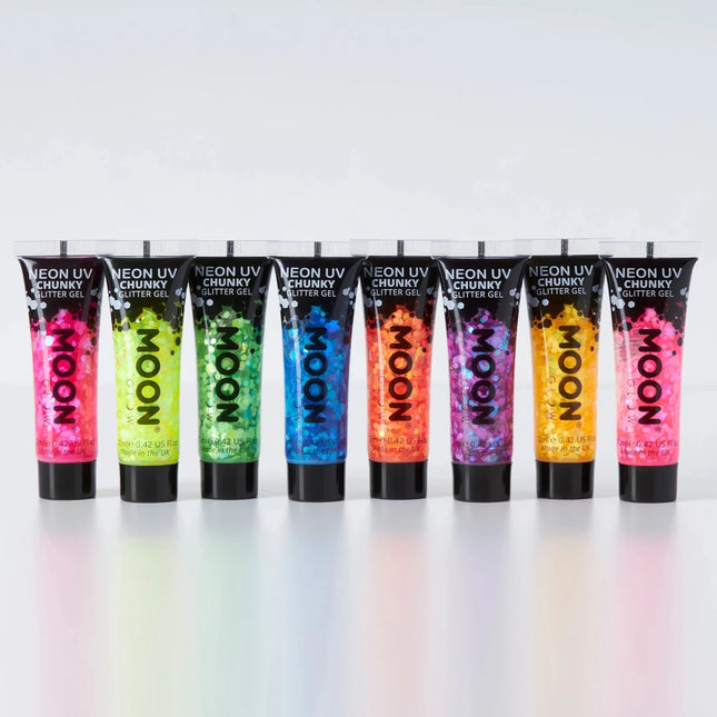 Moon Glow Neon UV Chunky Glitter Gel Golden Yellow 12ml van Moon Creations koop je bij Partywinkel