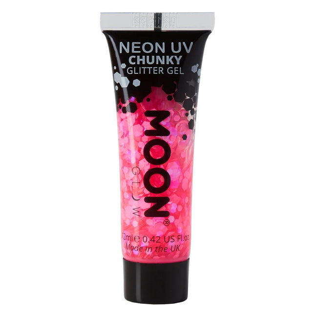 Moon Glow Neon UV Chunky Glitter Gel Hot Pink 12ml van Moon Creations koop je bij Partywinkel