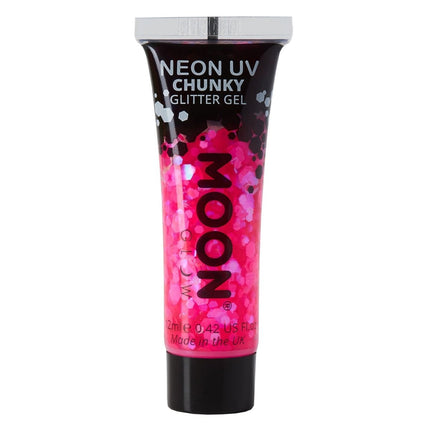 Moon Glow Neon UV Chunky Glitter Gel Magenta 12ml van Moon Creations koop je bij Partywinkel