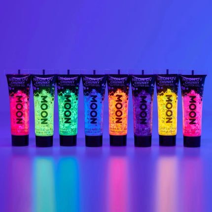 Moon Glow Neon UV Chunky Glitter Gel Orange 12ml van Moon Creations koop je bij Partywinkel