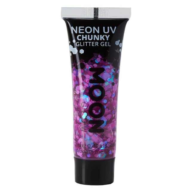 Moon Glow Neon UV Chunky Glitter Gel Purple 12ml van Moon Creations koop je bij Partywinkel