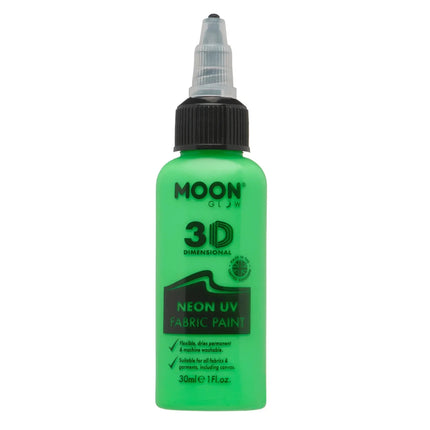 Moon Glow Neon UV Fabric Paint 30ml Intense Green 30ml van Moon Creations koop je bij Partywinkel