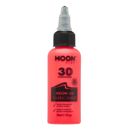 Moon Glow Neon UV Fabric Paint 30ml Intense Red 30ml van Moon Creations koop je bij Partywinkel