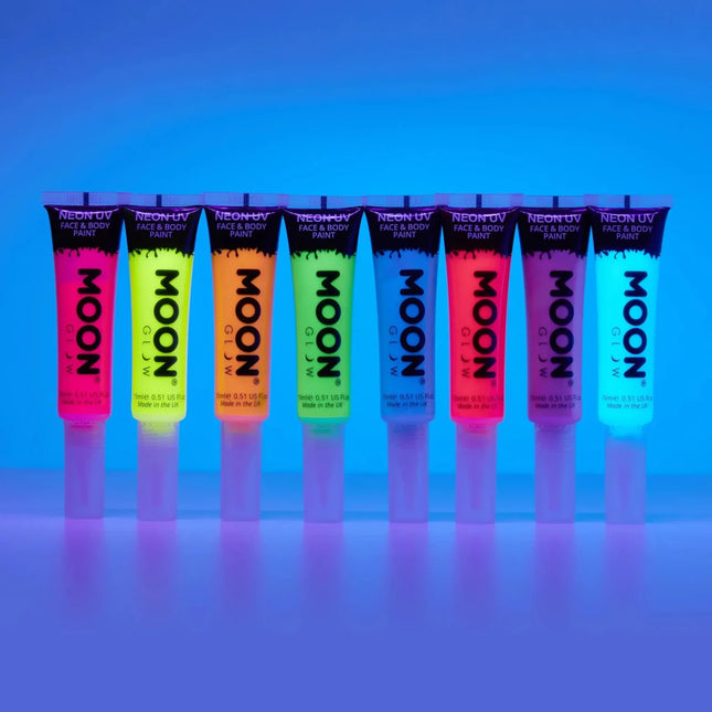 Moon Glow Neon UV Face Paint met Applicator Intense Red 15ml van Moon Creations koop je bij Partywinkel