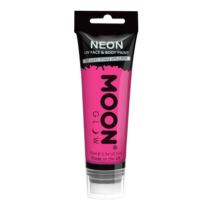 Moon Glow Neon UV Face Paint met verf Applicator Intense Pink 75ml van Moon Creations koop je bij Partywinkel