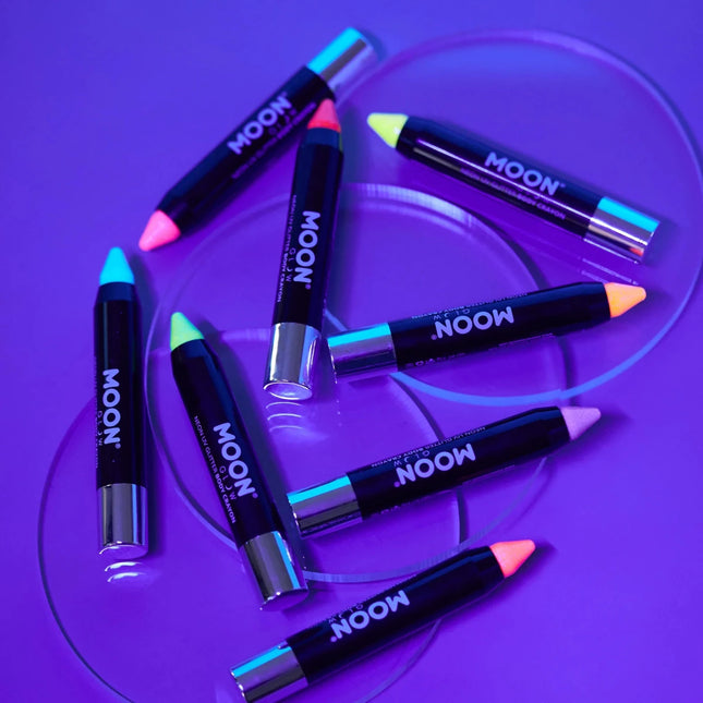 Moon Glow Neon UV Glitter Body Crayons Orange 3.2g van Moon Creations koop je bij Partywinkel