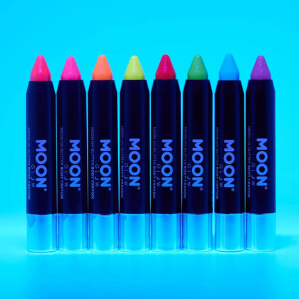 Moon Glow Neon UV Glitter Body Crayons Purple 3.2g van Moon Creations koop je bij Partywinkel