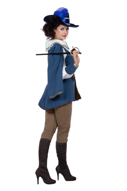 Musketier Kostuum Bruin Blauw Dames van Wilbers & Wilbers koop je bij Partywinkel