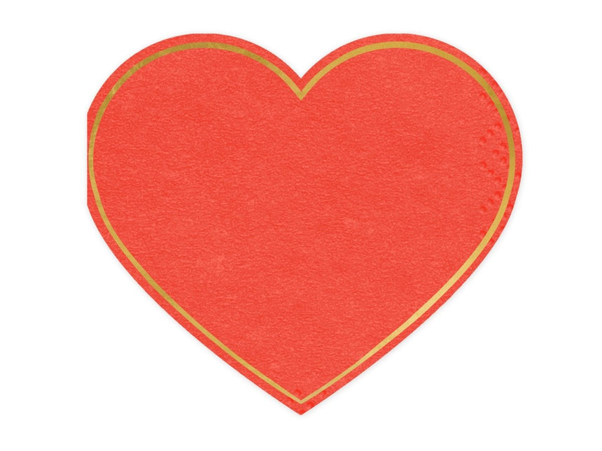 Napkins Heart, red, 14.3x12.5 cm - Partywinkel - 5904555011373
