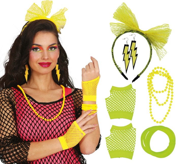 Neon 80S Accessoireset Geel 5 delig van Fiestas Guirca koop je bij Partywinkel
