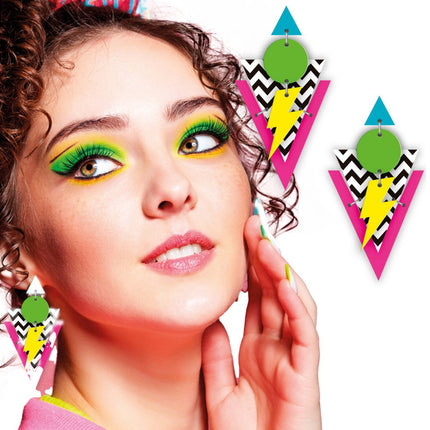 Neon 80S Oorbellen - Partywinkel - 8434077271704